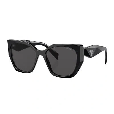 Pre-owned Prada Pr 19zs 1ab5s0 Black Plastic Butterfly Sunglasses Grey Lens In Gray