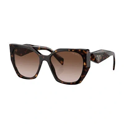 Pre-owned Prada Pr 19zs 2au6s1 Tortoise Plastic Butterfly Sunglasses Brown Gradient Lens