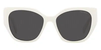 Pre-owned Prada Pr 19zs Sunglasses Women Talc Dark Gray Square 55mm 100% Authentic