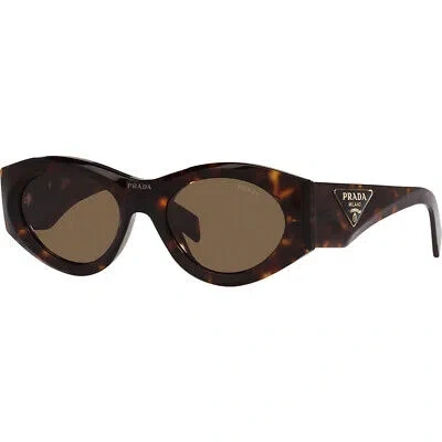Pre-owned Prada Pr 20zs 2au06b Tortoise Plastic Oval Sunglasses Brown Lens