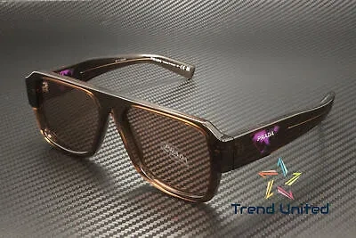 Pre-owned Prada Pr 22ys 17o60b Transparent Brown Light Brown 56 Mm Men's Sunglasses