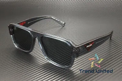 Pre-owned Prada Pr 22ys 19o70b Transparent Grey Dark Grey 56 Mm Men's Sunglasses In Gray