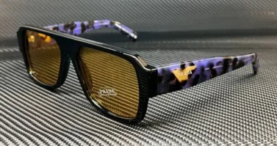 Pre-owned Prada Pr 22ys 1ab0b7 Black Yellow Men's 56 Mm Sunglasses