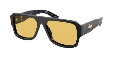 Pre-owned Prada Pr 22ys 1ab0b7 Pilot Black Yellow 56 Mm Men's Sunglasses