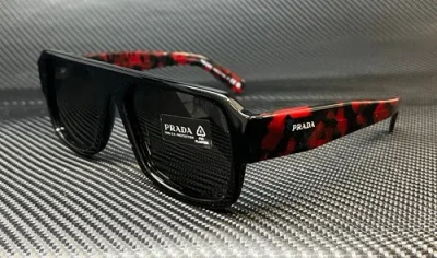 Pre-owned Prada Pr 22ys 1ab5s0 Black Dark Grey Men's 56 Mm Sunglasses In Gray