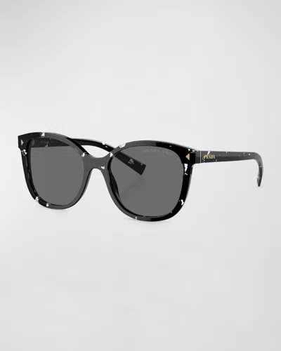 Prada Pr 22zs Logo Square Acetate Sunglasses In Black