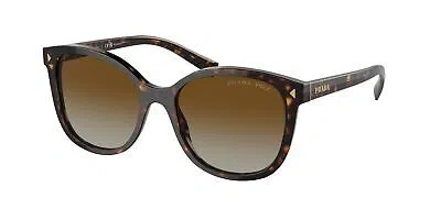 Pre-owned Prada Pr 22zsf 2au6e1 Tortoise Brown Gradient Polarized 55 Mm Women's Sunglasses In Polar Brown Gradient