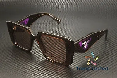 Pre-owned Prada Pr 23ys 17o60b Brown Transparent Light Brown 51 Mm Women's Sunglasses