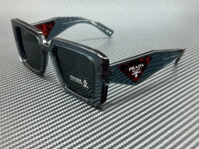 Pre-owned Prada Pr 23ys 19o70b Transparent Graphite Grey Women's 51 Mm Sunglasses