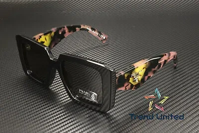 Pre-owned Prada Pr 23ysf 1ab5s0 Black Dark Grey 52 Mm Women's Sunglasses In Gray