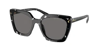 Pre-owned Prada Pr 23zs 15s5z1 Black Crystal Tortoise Grey Polarized 54mm Women Sunglasses In Gray