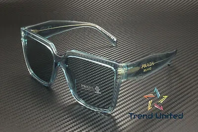 Pre-owned Prada Pr 24zs 15i02f Peacock Sky Blue 56 Mm Women's Sunglasses