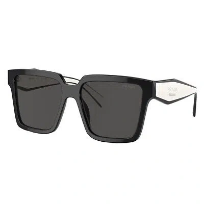 Pre-owned Prada Pr 24zs 1ab5s0 Black Plastic Square Sunglasses Grey Lens In Gray