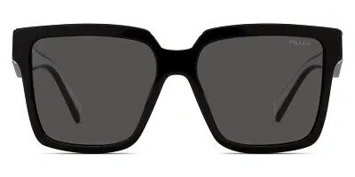 Pre-owned Prada Pr 24zs Sunglasses Black And Black/talc Dark Gray 56 & Authentic