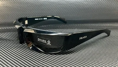 Pre-owned Prada Pr 25ys 1ab5s0 Black Grey Men's 63 Mm Sunglasses In Gray