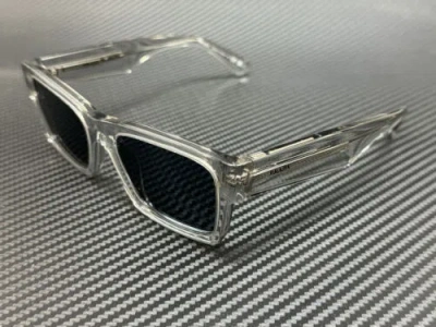 Pre-owned Prada Pr 25zs U430a9 Crystal Grey Blue Men's 56 Mm Sunglasses