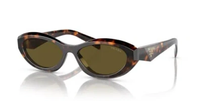 Pre-owned Prada Pr 26zs 14lo9z Honey Tortoise Dark Brown Women Sunglasses Authentic