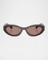 Prada Womens Brown Pr 26zs Oval-frame Acetate Sunglasses In Brown Tort