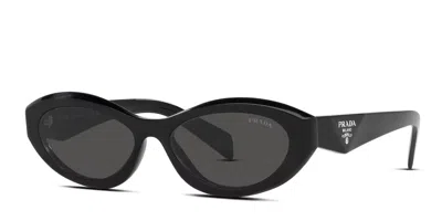 Pre-owned Prada Pr 26zs Shiny Black Dark Grey Women Sunglasses Authentic In Gray