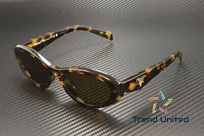 Pre-owned Prada Pr 26zsf 14l09z Sage Honey Tortoise Dark Brown 56 Mm Women's Sunglasses