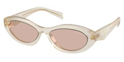 Prada Pr 26zsf Asian Fit 12v4i2 Women's Sunglasses White Size 56 In Neutral
