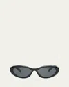 Prada Pr 26zsf Logo Beveled Acetate Oval Sunglasses