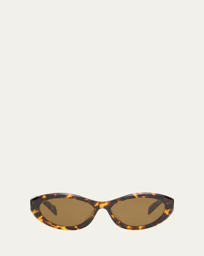 PRADA PR 26ZSF LOGO BEVELED ACETATE OVAL SUNGLASSES