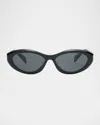 Prada Oval Shape Sunglasses Thick Arms In Black