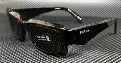 Pre-owned Prada Pr 27zs 19j09z Tortoise Brown Dark Men's 54 Mm Sunglasses