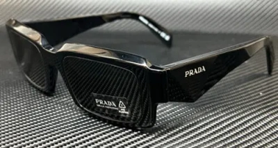 Pre-owned Prada Pr 27zsf 16k08z Black Dark Grey Men's 55 Mm Sunglasses In Gray