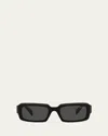Prada Womens Black Pr 27zs Branded-arm Rectangle-frame Acetate Sunglasses In Black