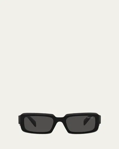 PRADA PR 27ZSF LOGO BEVELED ACETATE RECTANGLE SUNGLASSES