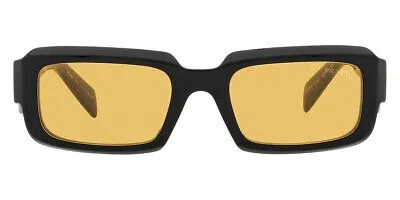 Pre-owned Prada Pr 27zsf Sunglasses Men Black Yellow Irregular 55mm 100% Authentic