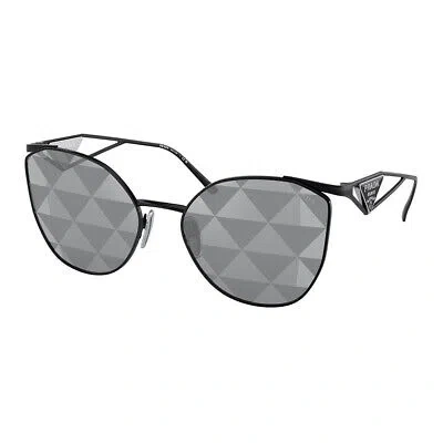 Pre-owned Prada Pr 50zs 1ab03t Black Metal Fashion Sunglasses Grey Mirror Lens In Gray