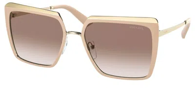 Pre-owned Prada Pr 50zs Pink Gold/pink Tampo With Mirror Triangles (svf-05t) Sunglasses