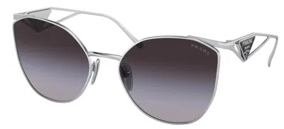 Pre-owned Prada Pr 50zs Silver/grey Shaded (1bc-09s) Sunglasses