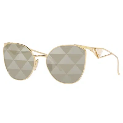 Pre-owned Prada Pr 50zs Zvn04t Pale Gold Metal Fashion Sunglasses Silver Lens