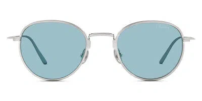 Pre-owned Prada Pr 53ws Sunglasses Men Silver Oval 50mm & Authentic In Blue