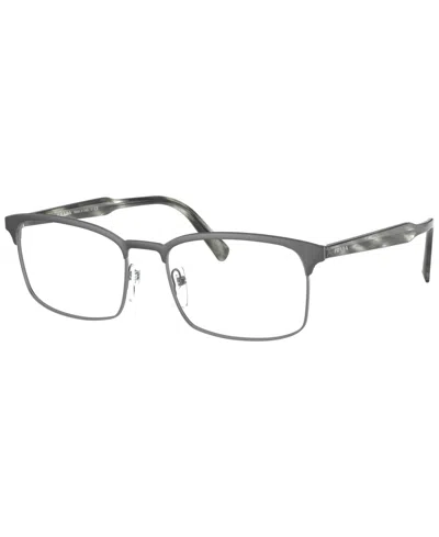 Prada Pr 54wv Men's Rectangle Eyeglasses In Matte Gunmetal