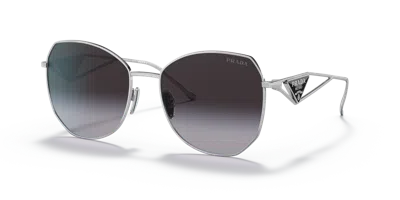 Pre-owned Prada Pr 57ys 1bc-5d 57 Silver/grey Shaded Sunglasses