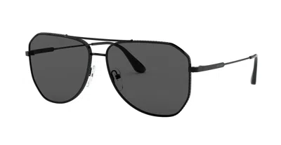 Pre-owned Prada Pr 57zs Matte Black/dark Grey Polarized (1bo-5z1) Sunglasses In Gray