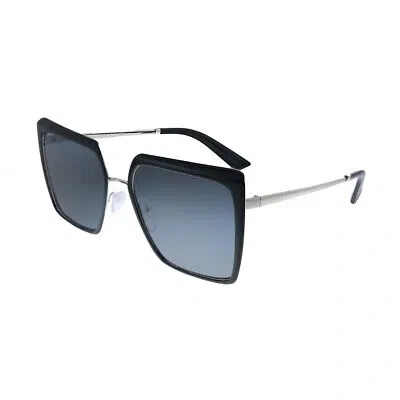 Pre-owned Prada Pr 58ws 1ab5z1 Black Metal Square Sunglasses Grey Polarized Lens In Gray