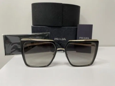 Pre-owned Prada Pr 58ws Aav0a7 Sunglasses Black Pale Gold Frame Grey Gradient Lenses 57mm In Gray