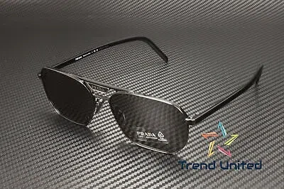 Pre-owned Prada Pr 58ys 1ab5s0 Rectangle Black Dark Grey 57 Mm Men's Sunglasses In Gray