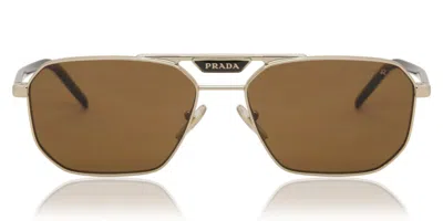 Prada Pr 58ys Polarized Zvn5y1 Men's Sunglasses Gold Size 57