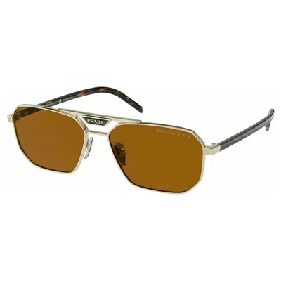 Prada Pr 58ys Zvn5y1 57mm Unisex Rectangle Sunglasses In Brown