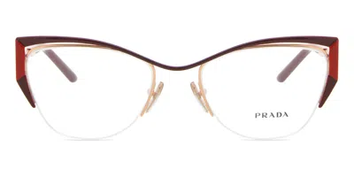 Prada Pr 63yv 13a1o1 Women's Glasses Red Size 54 - Free Lenses - Blue Light Block Available In Red Rose Gold