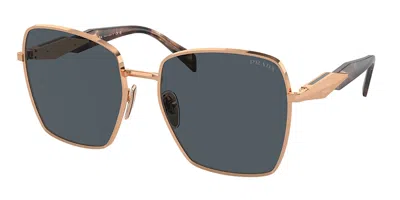 Prada Pr 64zs Asian Fit Svf09t Women's Sunglasses Rose-gold Size 57 In Blue
