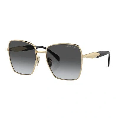 Pre-owned Prada Pr 64zs Zvn5w1 Pale Gold Metal Square Sunglasses Grey Gradient Lens In Gray