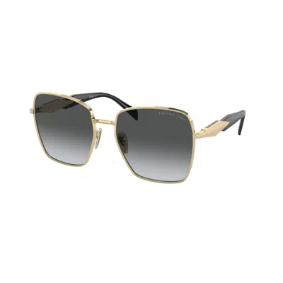 Pre-owned Prada Pr 64zs Zvn5w1 Pale Gold-polarized Grey Gradient Sunglasses 57mm Authentic In Gray